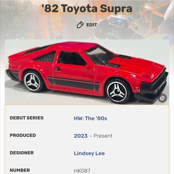 NIB Hot Wheels '82 Toyota Supra - HW: The '80s - HKG87 - Red - 167/250 - 10/10 - Picture 8 of 8